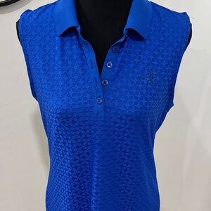Antigua Royal Blue Textured Sleeveless Blouse